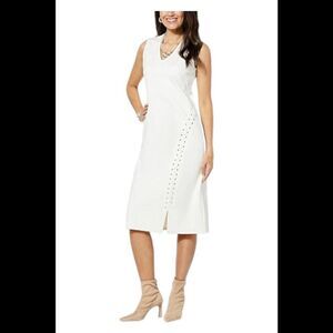 GREY by Jhoan Sebastian Grey Lace-Up Ponte Dress Off White - Regular